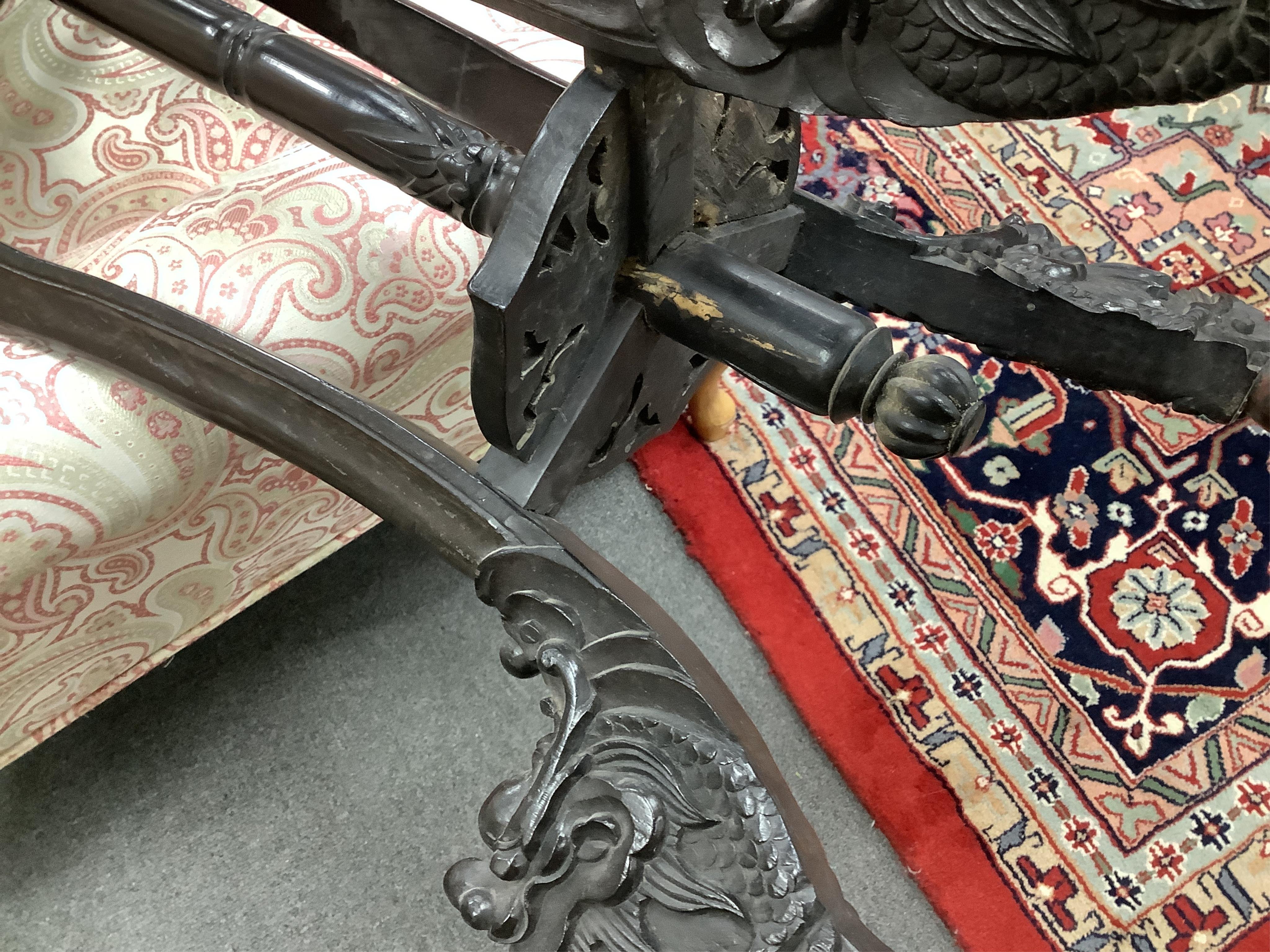 A Chinese marble topped vase stand, diameter 34cm, height 94cm